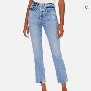 LOVERS AND FRIENDS Reece Distressed High Rise Slim Straight Leg Jeans - …